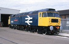 Orig Colour slide, Class 47, 47635, large logo livery, Doncaster Works, 7/03
