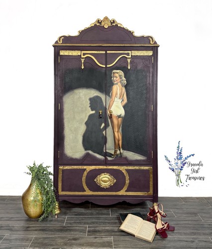 Vintage wardrobe armoire hand - wardrobe,