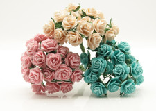 20x Mulberry paper Small Mini  Roses Flowers 1cm  Card making