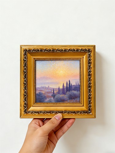 Tuscan sunset town - ,, cypress