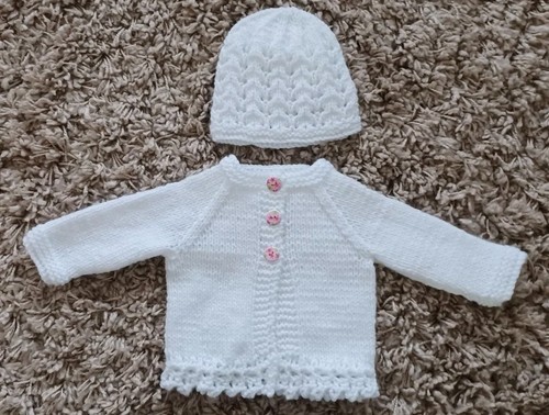 Handknitted lace edged baby - lace,