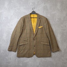 Brook Taverner x Mallalieus Blazer 48R Brown Tweed Check Single Breasted Jacket