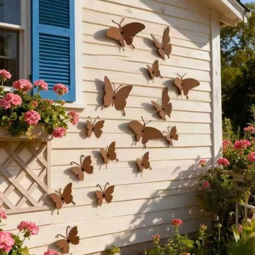 15pcs metal butterflies wall - butterflies,