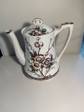 Alfred Meakin Medway Tea Pot  Brown With Multi Colored Flowers White Background