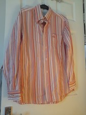 Chatham Ship & Shore Striped peach/apricot  Shirt Size S
