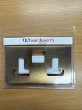 Wandsworth Electrical Penthouse 13 Amp Double Socket Antique Brass Cover Plate