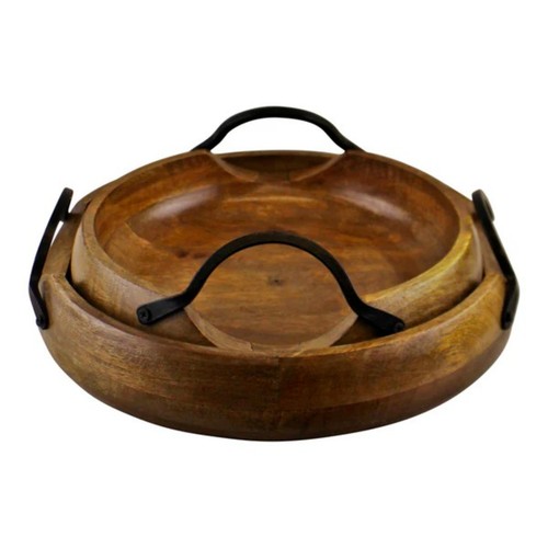2pc wooden display bowls mango - 2pc,
