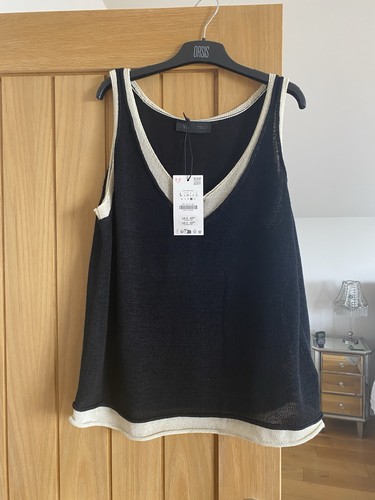 Zara black knitted vneck - knitted, top