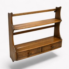 Ercol Plate Rack Shelving Model 1081  2 Drawers Golden Dawn Free UK Delivery