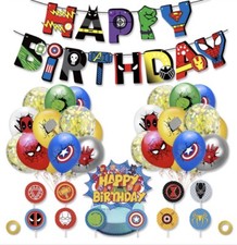 Super Hero Balloons Banner Decorations Cake Toppers Avengers Marvel Balloons