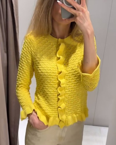Zara yellow ruffled knit - zara,