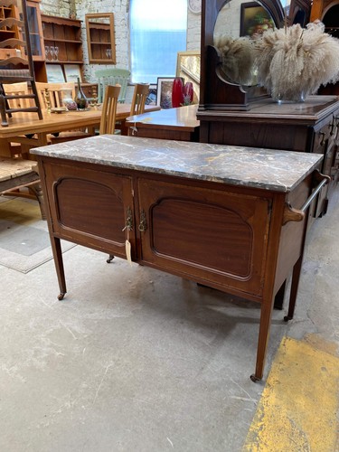 Marble top antique washstand - marble,
