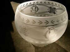 DEEPLY ETCHED GLASS SHADE FOR VICTORIAN GAS OR OIL LAMP, 4 INCH BASE MASONIC ?