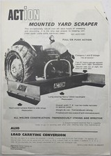 Vintage Action Mounted Yard Scraper & Hydraulic Rear Loader Brochure, c 1970's