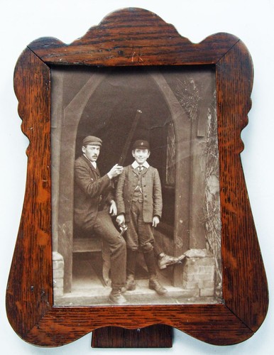 Antique tiger oak photo frame - oak,