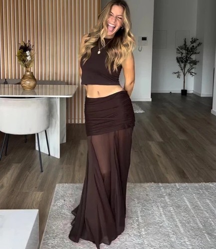 Zara new brown maxi skirt - brown,