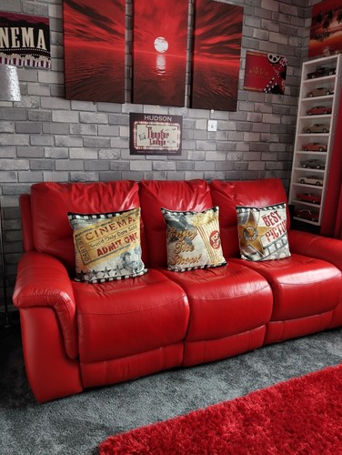 Seater red leather reclining - seater,