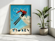 Tignes ❤ SKI FRANCE ❤ poster print vintage retro skiing snowboard