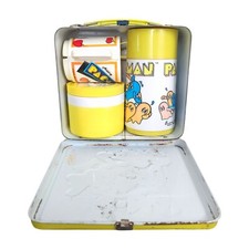 Pac-Man 1980s Vintage Metal Tin Lunch Box 100% Complete Thermos Bally Aladdin