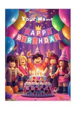 Roblox Game Themed Birthday Greetings Card Personalise Name Birthday Balloons