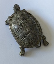 Vintage Retro Metal/Brass? Tortoise Trinket Box with Side Hinge 
