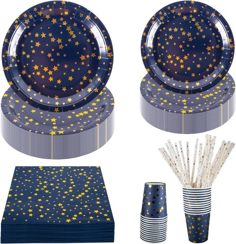 125pcs navy blue gold - blue,