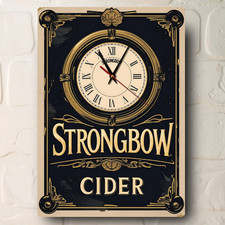 Strongbow Cider Pub Bar Man Cave Kitchen Clock Gift Aluminium Metal Wall Clock