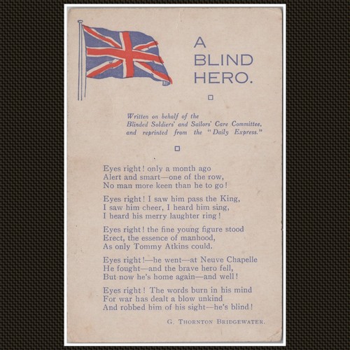 Ww1 blind hero - a, postcard
