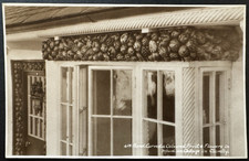 Clovelly Bideford Devon, Hand Carved Wood on Cottage RPPC Real Photo Postcard