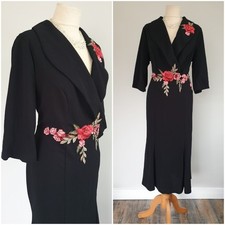Vintage 1940s 1950s Style Dita pencil wiggle Embroidered dress size 16 18