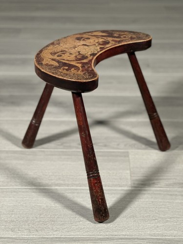 Antique legged stool with - antique,