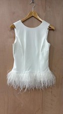Coast “To Have and To Hold” Wedding Top - White Sleeveless with Feather Hem