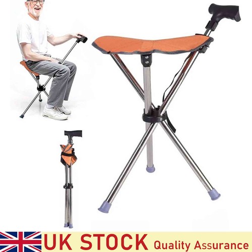 Folding walking stick seat - folding,