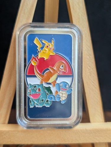 Pokémon enamel 1oz silver bar - pokémon,