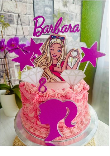 Barbie cake topper glitter - barbie,
