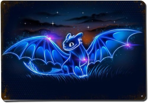Toothless neon metal tin sign - toothless,