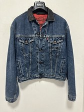 Vintage 80’s Levi’s Denim Quilted Sherpa / Trucker Jacket With Leather Collar M