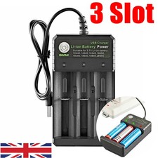 3 Slot Rechargeable 18650 Li-ion Batteries USB 3.7V Battery Charger Doorbell Set