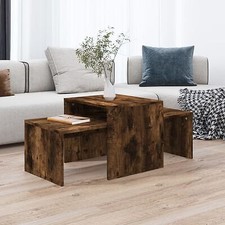  Rustic Industrial Wood Coffee Table for Living Room Smoked Oak 2tables design