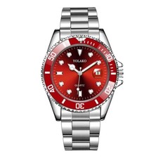 Red Dial Silver Strap Rolex