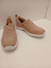 NEW - Womens Cotton Traders Leather Slip On Shoes Size UK 7 In Stone Colour.