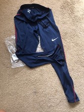 Nike L Dry-Fit athletics track pants running leggings sport Navy tights leg zips
