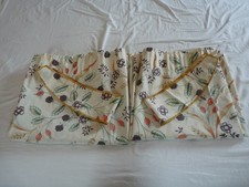 Pair of curtains, autumn print, with tiebacks. Poly cotton, 45" wide, 48" drop