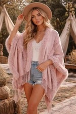 Chic Faux Fur Fringe Cape in
