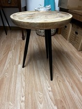 Round Light Wooden Side Table x 2 (Bedside Table)