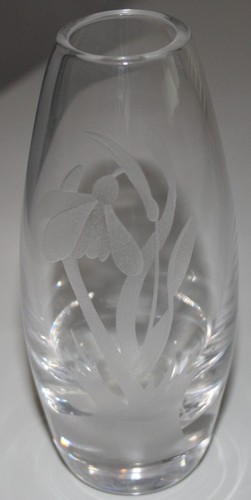 Vintage glass etched small