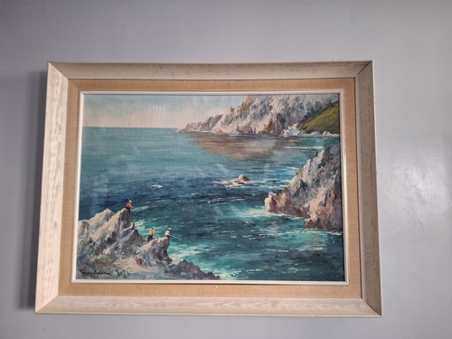 Framed oil painting sea - framed,