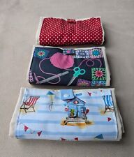 Handmade FOLDABLE TOTE BAGS with front pockets/applique hearts. Reusable