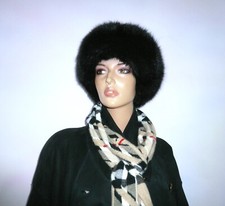 Real Black Arctic Fox Fur Fabric Cossack Hat for Coat Volpe Adjustable M - L