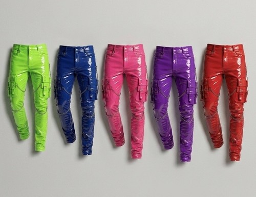 Unisex pvc vinyl cargo pants - pvc,